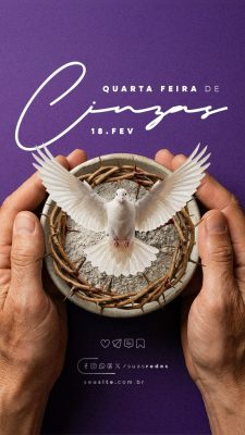 Quarta-feira de Cinzas 18 de Fevereiro Post Redes Sociais PSD Editável