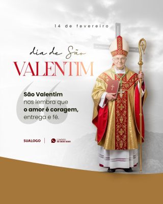 Dia de São Valentim 14 de Fevereiro Amor e Fé PSD Editável