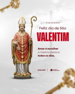 São Valentim 14 de Fevereiro Arte Festiva Romântica PSD Editável