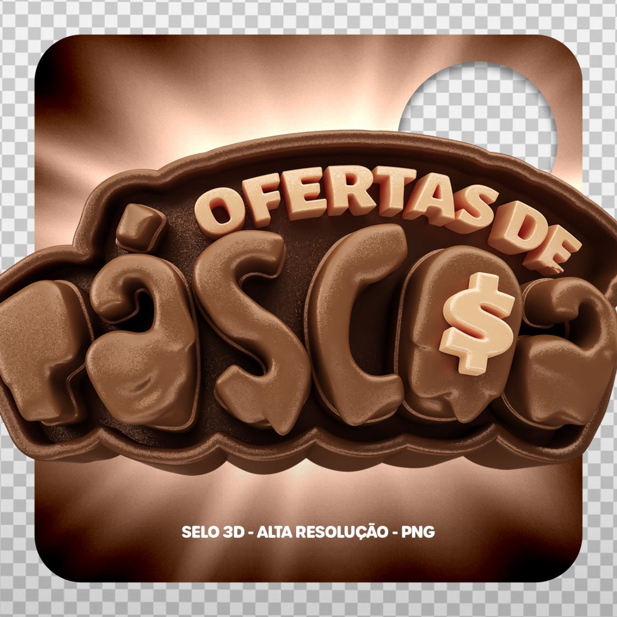 Ofertas de Páscoa Selo 3D PSD 