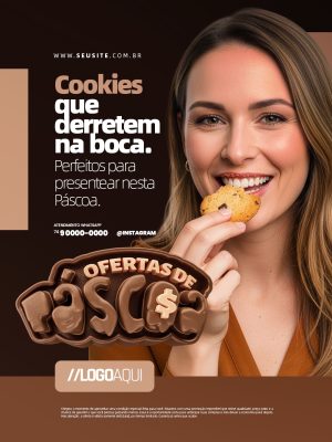 Ofertas de Páscoa Cookies que Derretem na Boca PSD Editável