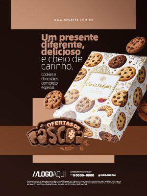 Ofertas de Páscoa Cookies Chocolates Deliciosos PSD Editável