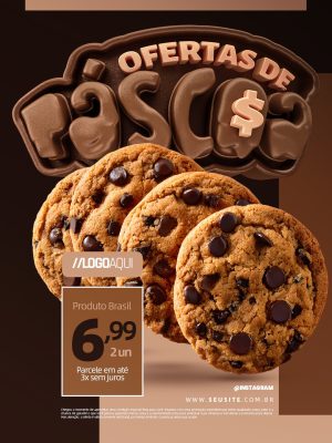 Ofertas de Páscoa Cookies Chocolate PSD Editável