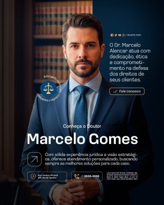 Advogado Marcelo Gomes Fale Conosco Banner Publicitário PSD Editável