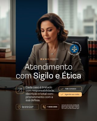 Advogado Atendimento com Sigilo e Ética PSD Editável