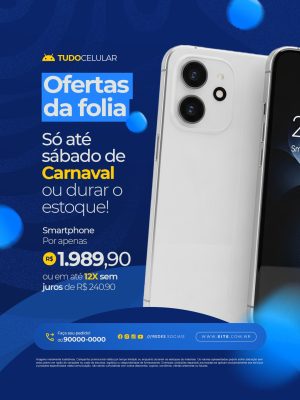 Loja de Celulares Ofertas da Folia Até Sábado de Carnaval PSD Editável