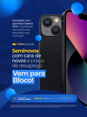 Loja de Celulares Seminovos com Cara de Novos Vem para Bloco PSD Editável