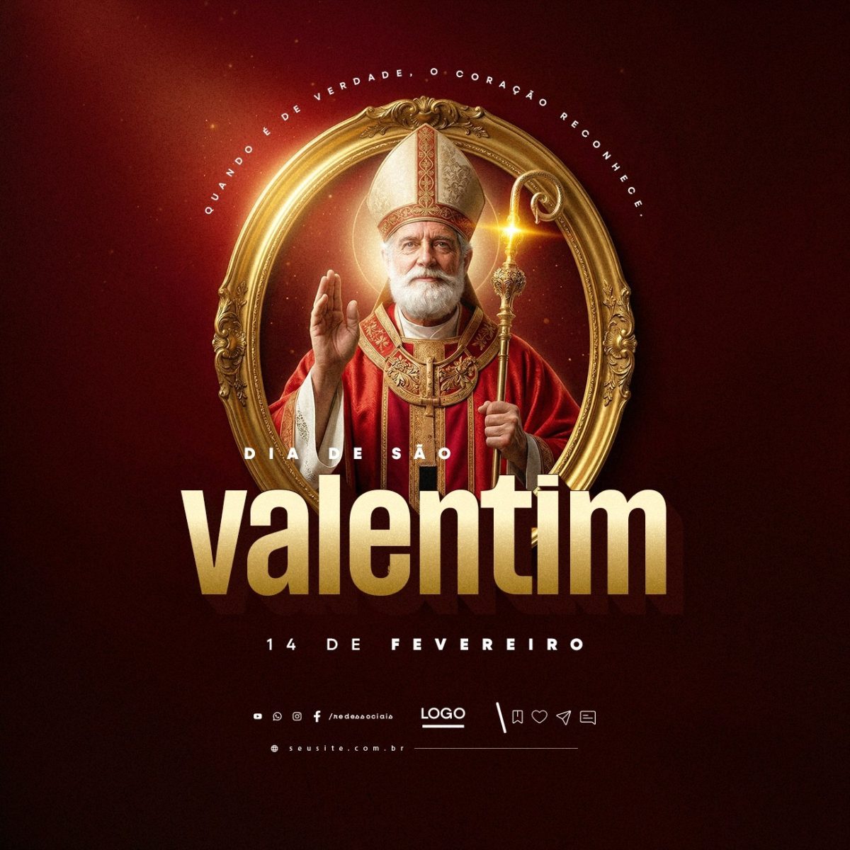 Dia de São Valentim 14 de Fevereiro  PSD Editável