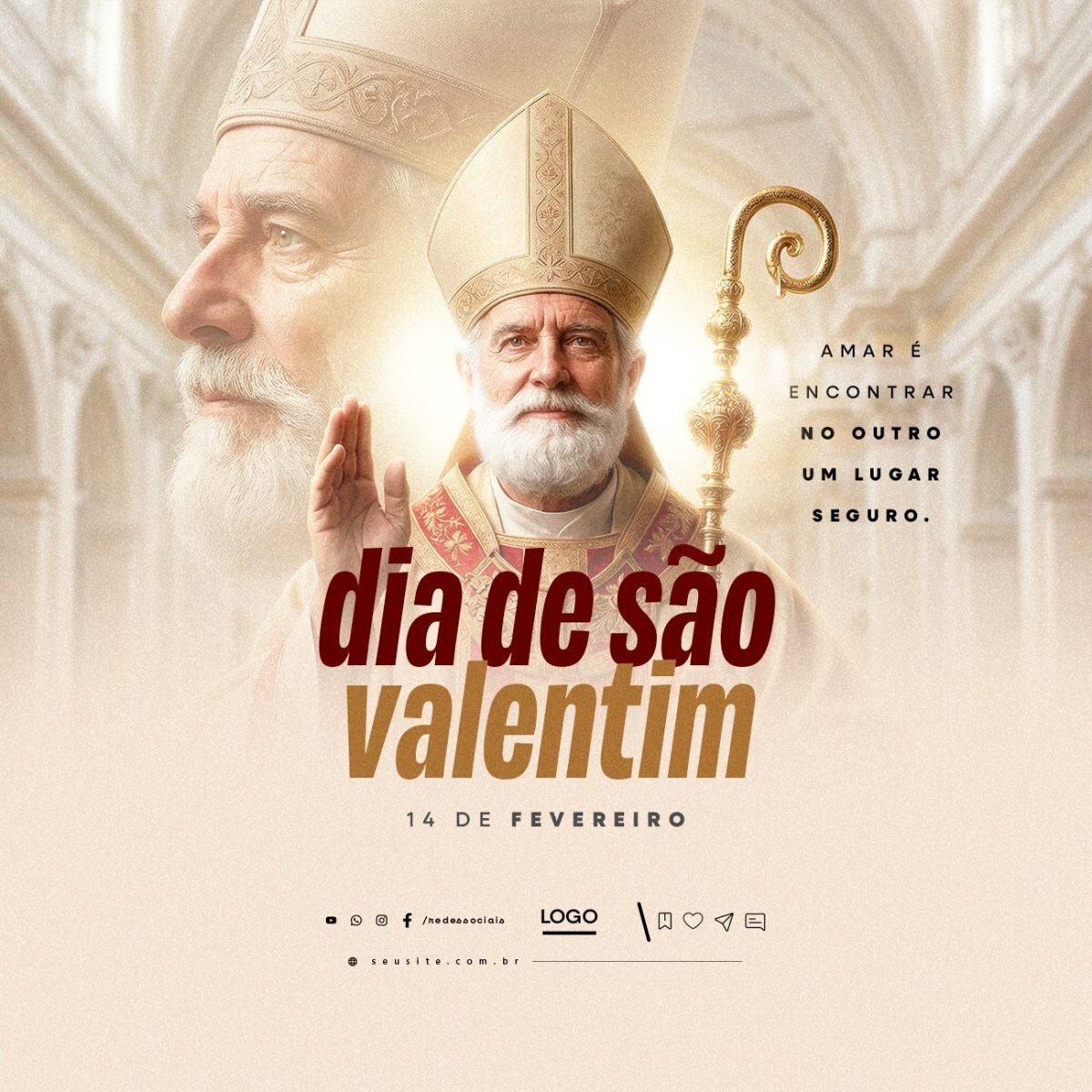 Dia de São Valentim 14 de Fevereiro Amor PSD Editável
