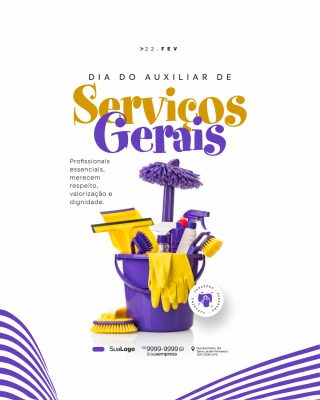 Dia do Auxiliar de Serviços Gerais Profissionais Essenciais PSD Editável