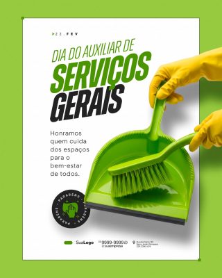 Dia Auxiliar de Serviços Gerais Celebração Limpeza Verde PSD Editável
