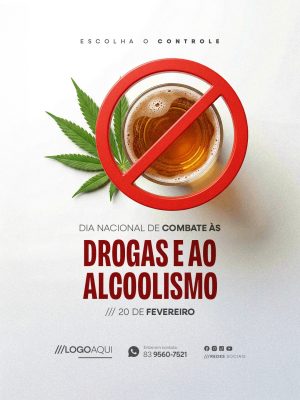 Dia Nacional Combate Drogas Alcoolismo 20 de Fevereiro PSD Editável