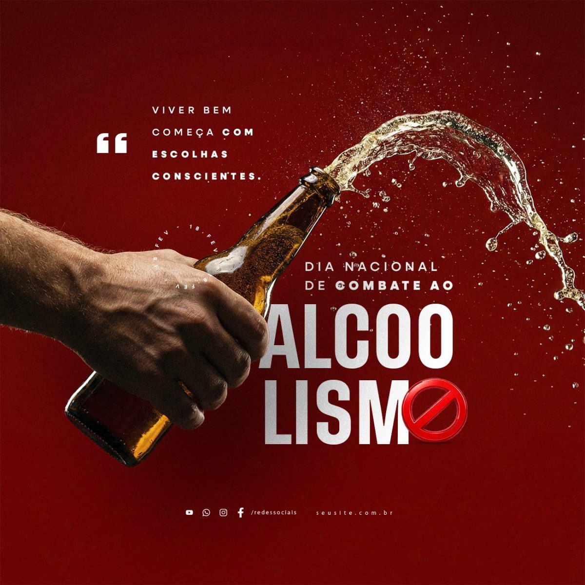 Dia Nacional de Combate ao Alcoolismo Viver Bem PSD Editável