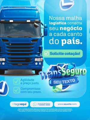 Logística Trans Seguro Seu Negócio ao País PSD Editável