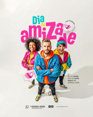 Dia da Amizade Celebrando Amigos Unidos PSD Editável