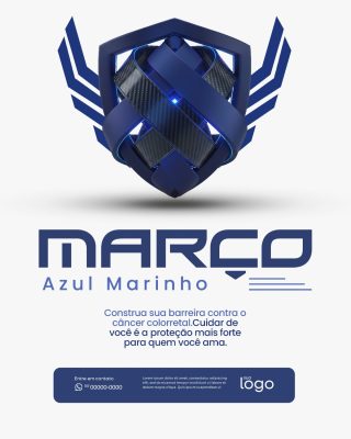 Março Azul Marinho Prevenção Câncer Colorretal PSD Editável