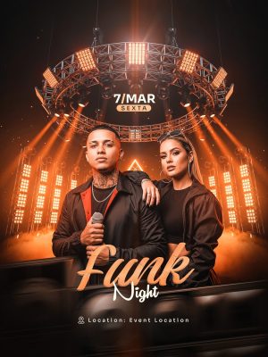 Festa Funk Night 7 Março Sexta Evento Musical PSD Editável