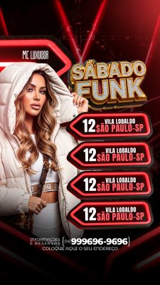 Flyer Story Sábado Funk Festa Balada Noturna PSD Editável