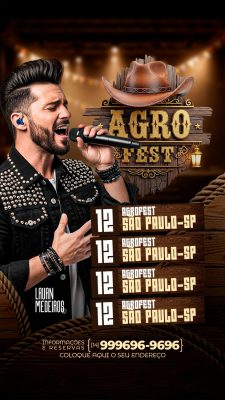 Flyer Story Agrofest Luan Medeiros Festival Sertanejo Março PSD Editável
