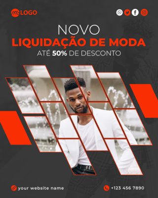 Liquidação de Moda Novo Ate 50% de Desconto Campanha PSD Editável
