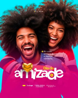 Dia da Amizade Rir com Amigos É o Melhor Remédio PSD Editável