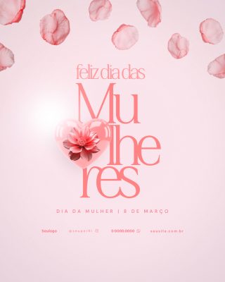 Dia da Mulher Feliz Dia Das Mulheres Rosa Elegante PSD Editável