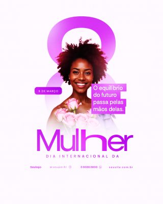 dia da mulher 8 de Março Equilíbrio do Futuro Arte Social PSD Editável