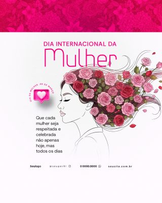 Mulher Dia Internacional da Mulher Gratidão e Respeito PSD Editável