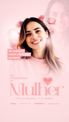 Dia da Mulher Ser Mulher é Resistir e Florescer Post PSD Editável