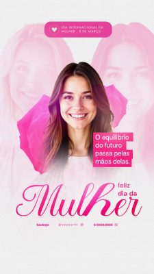 Dia da Mulher 8 de Março Equilíbrio de um Futuro Melhor PSD Editável