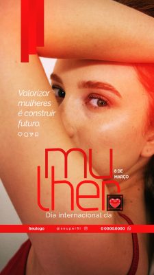 Dia da Mulher 8 de Março Valorizar Futuro Story Impactante PSD Editável