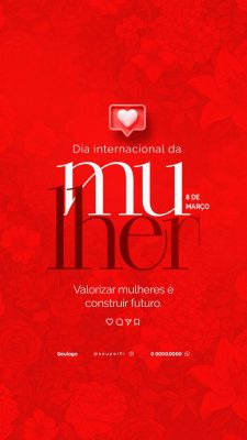 Dia Internacional da Mulher Valorizar o Futuro Vermelho PSD Editável