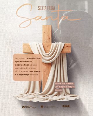 Sexta-Feira Santa Fé Reflexão Esperança Post Instagram PSD Editável