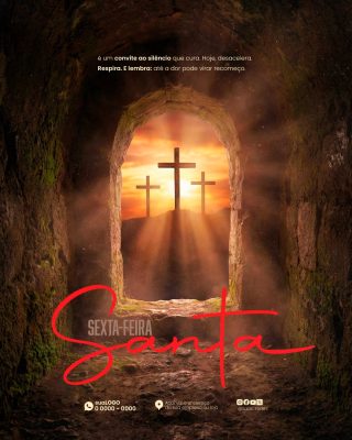 Sexta-Feira Santa Convite ao Silêncio e Recomeço PSD Editável