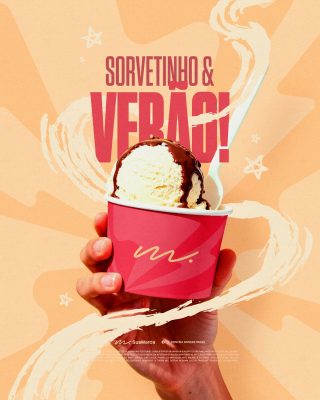 Sorvetinho e Verão Post Redes Sociais Picole Doce PSD Editável