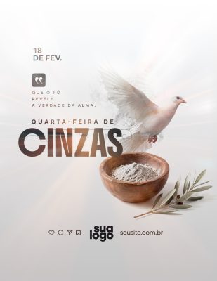 Quarta-feira de Cinzas 18 de Fev Poeira Verdade da Alma PSD Editável