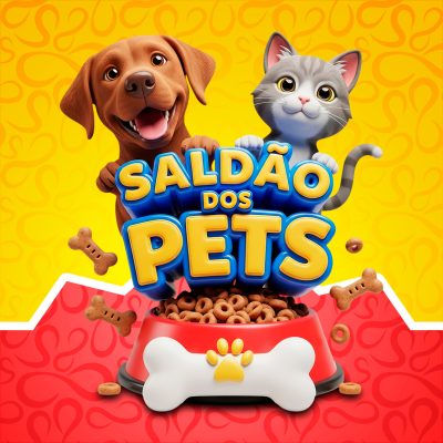 Saldão dos Pets Ilustração Digital de Cão e Gato PSD Editável