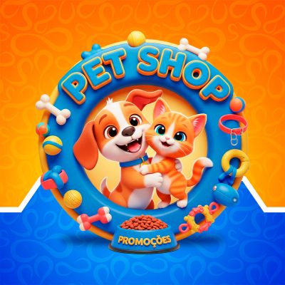 Pet Shop Cão e Gato Amorosos Promoções PSD Editável