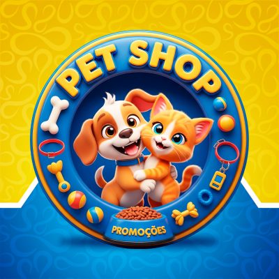 Pet Shop Cão Gato Ração Promocional Cartão PSD Editável