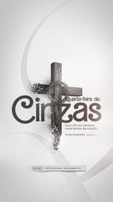 Quarta-feira de Cinzas Tempo de Oração Cruz e Espinhos PSD Editável
