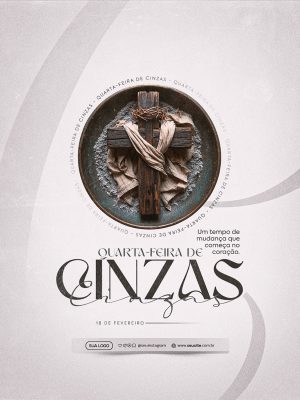 Quarta-Feira de Cinzas Um Tempo de Mudança Flyer Cristão PSD Editável