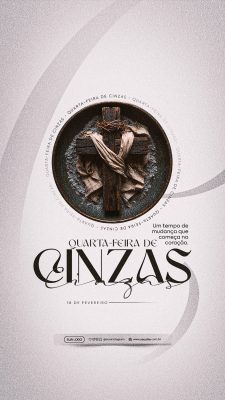 Quarta-Feira de Cinzas Mensagem Religiosa Cruz e Cinzas PSD Editável