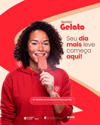 Gelato Sorriso Seu Dia Mais Leve Começa Aqui Post Redes PSD Editável