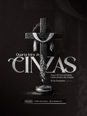 Quarta de Cinzas Fé e Oração Template Religioso PSD Editável
