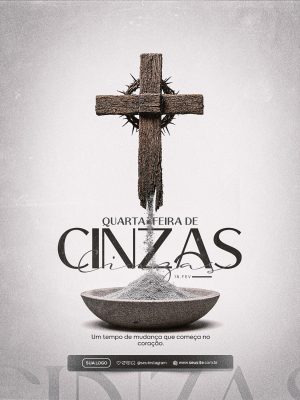 Quarta-feira de Cinzas Tempo de Mudança e Reflexão PSD Editável