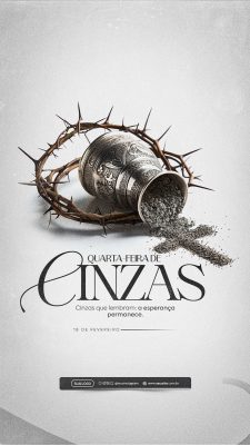 Quarta-feira de Cinzas Cinzas que Lembram Esperança PSD Editável
