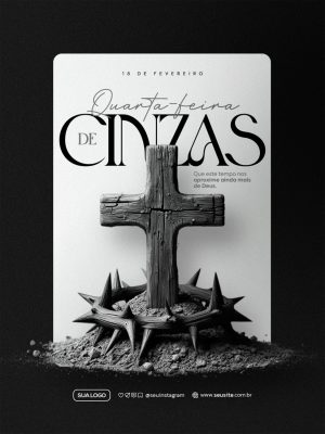 Quarta-feira de Cinzas 18 de Fevereiro Post Religioso PSD Editável