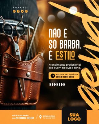 Barbearia Não é Só Barba é Estilo Agende Sua Barbearia PSD Editável