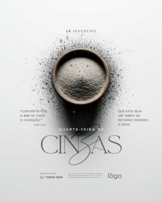 Quarta-feira de Cinzas 18 de Fevereiro Template Sóbrio PSD Editável