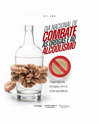 Dia Nacional Combate as Drogas e Alcoolismo Vida Saudável PSD Editável